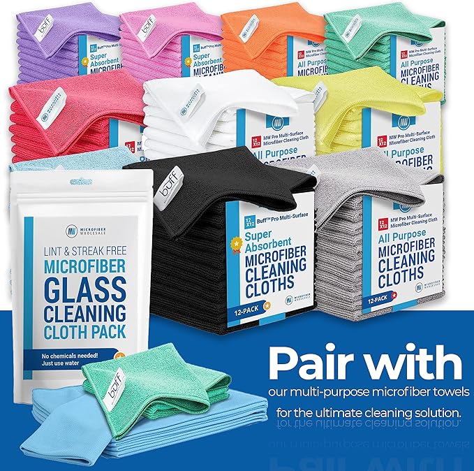 Claro 2 Step Glass Cleaning Cloth 8-Pack – Green Wet & Blue Dry Microfiber - Image 9