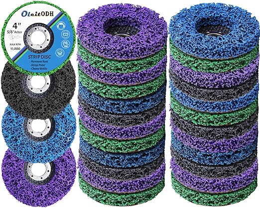 20 Pcs 4" x 5/8" Strip Discs Bulk, Paint Stripping and Rust Removal Wheels by Oleitodh