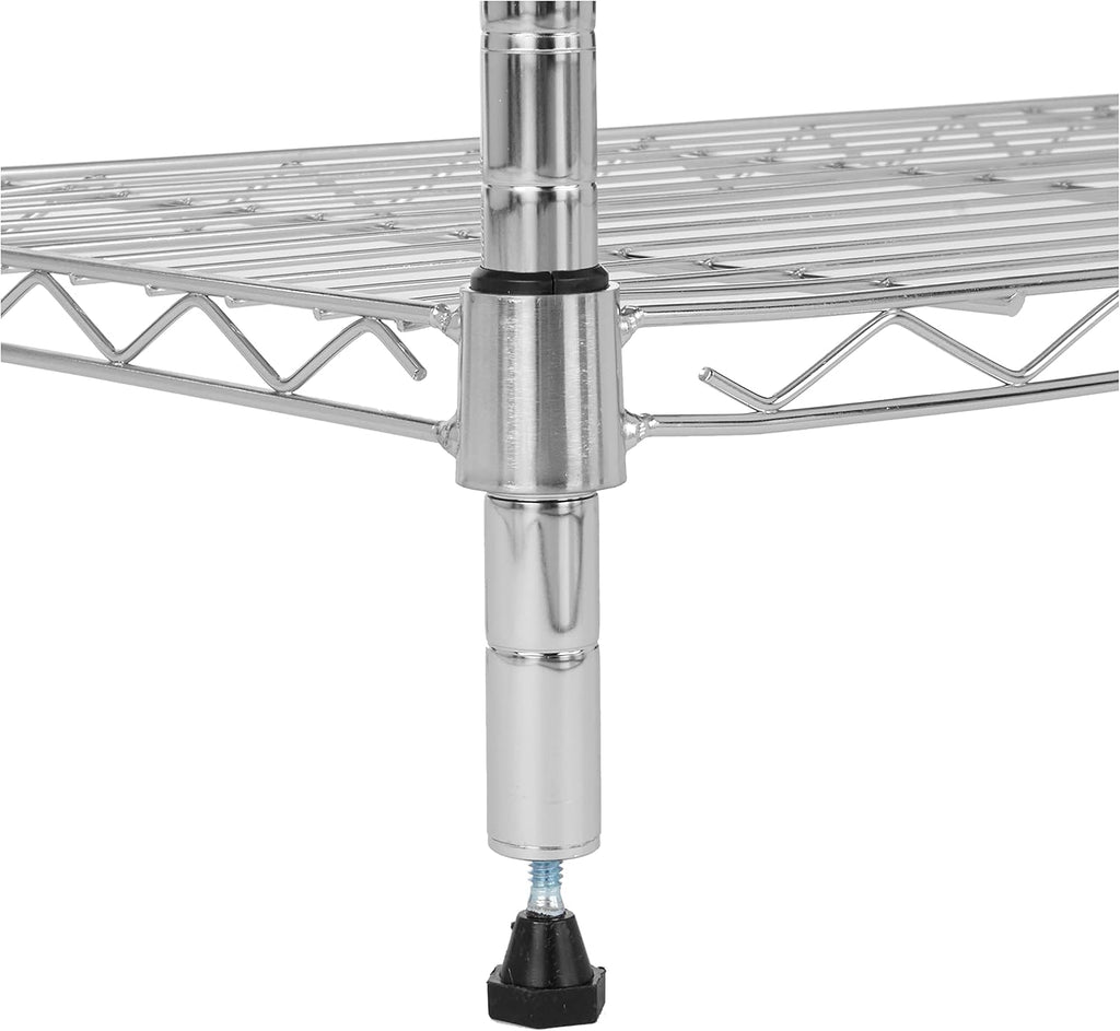 5-Shelf Tower Adjustable Storage Shelving Unit, Chrome, 16" X 16" X 54", 150 Lbs per Shelf